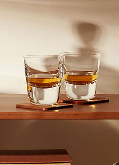 Whisky Arran 250ml Set of 2 Clear Tumblers & 2 Walnut Coasters by LSA