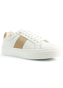 White & Camel Side Panel Trainers by Freemans
