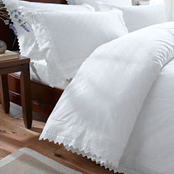 White Broderie Anglais Duvet Cover and Pillowcase Set by Portfolio Home
