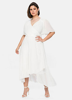 White Capped Sleeve Dress by Sheego