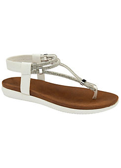 White Chica Sandals by Lotus