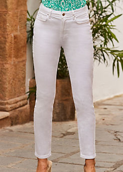 White Denim Slim Leg Jeans by Sosandar