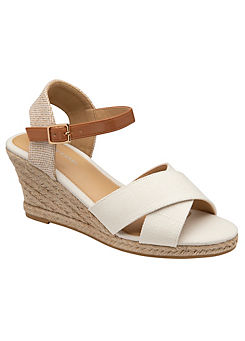 White Natalie Wedge Open Toe Sandals by Dunlop