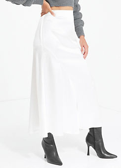 White Satin Midaxi Skirt by Quiz