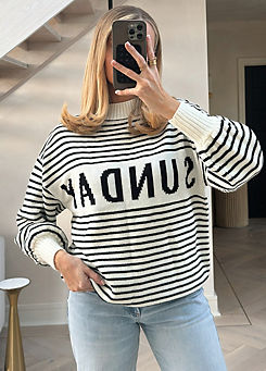 White Stripe Sunday Oversized Jumper by In The Style x