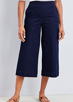 Wide-Leg Crop Pull-On Jeans by Cotton Traders