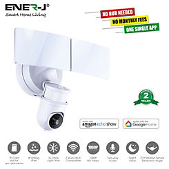 Wifi Outdoor Security Kit with IP Camera & Twin LED Floodlight, 2 Way Audio, White by ENER-J