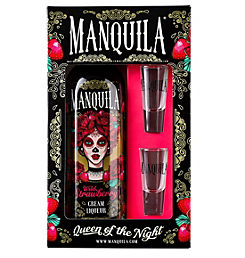 Wild Strawberry Cream Liqueur + Shot Glasses Giftset by MANQUILA