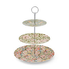 William Morris 3 Tier Cake Stand - Strawberry Thief, Honeysuckle, Golden Lily by Spode Morris & Co