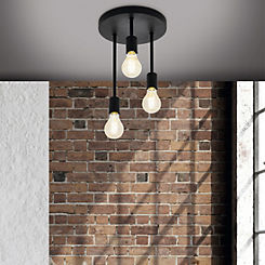 Wilmcote 3 Light Black Ceiling Light With Exposed Bulbs by EGLO
