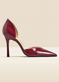 Wine Patent Leather Sweetheart Court Shoes by Sosandar