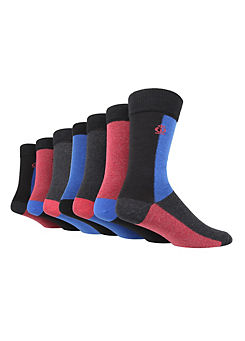 Womens Pack of 7 Black Jacquard Socks by Jeff Banks