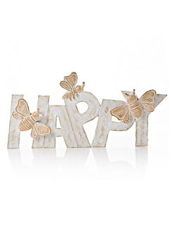 Wood Effect Resin Bee Ornament - Happy by Hestia