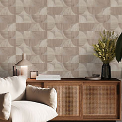 Wood Round Shapes Brown Wallpaper by Sublime