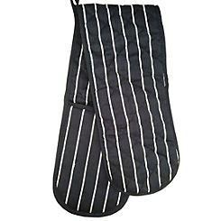 Woven Butchers Stripe Navy Double Oven Glove by Le Chateau