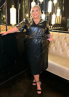 X Black PU Wrap Midi Dress by In The Style
