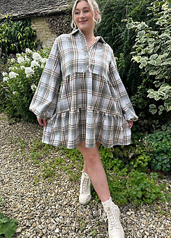 X Grey Checked Collared Smock Dress by In The Style
