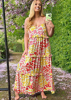 Yellow Floral Frill Midi Dress by Stacey Solomon