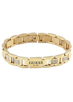 Yellow Gold Chain Bracelet with Crystals by Guess