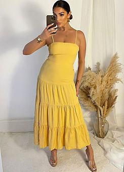 Yellow Strappy Smock Midi Dress by AX Paris