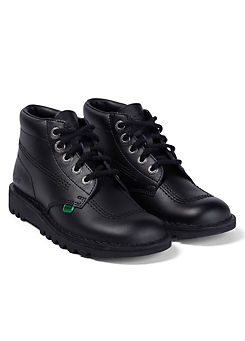 Youth Kick Hi Black Leather Shoes by Kickers