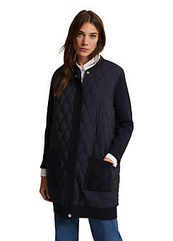 Zadie Navy Quilted Knit Coatigan by Phase Eight