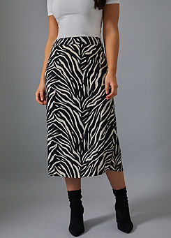 Zebra Print Satin Midi Skirt by In The Style x