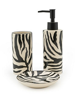 Zebra Soap Dispenser, Tumbler & Dish Set by Candlelight
