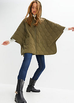 Zip Through Quilted Poncho by bonprix