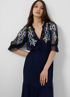 ’Ambre’ Embroidered Cluster Maxi Dress by French Connection