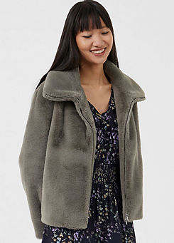 ’Buona’ Faux Fur Zip Through Coat by French Connection