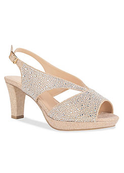 ’Glitter ’Noella’ Wide Fit Mid Heel Platform Sandals by Paradox London