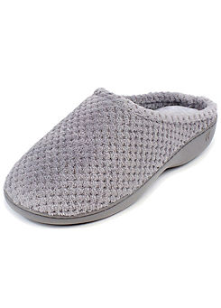 ’Isotoner’ Ladies Grey Popcorn Terry Mule Slippers by Totes