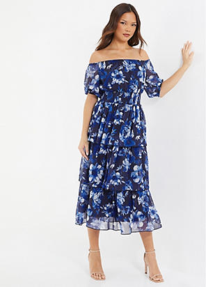 Quiz blue hot sale bardot dress