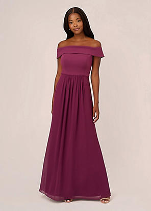 One Shoulder Chiffon Gown by Adrianna Papell Look Again