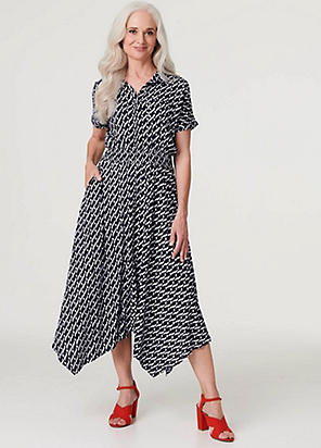 Hazel print fashion hanky hem dress