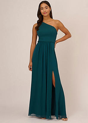 Chiffon Overlay Draped Dress by Adrianna Papell Look Again