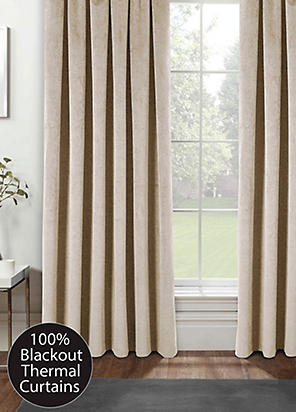 Montreal Pair of Velour Lined Pencil Pleat Curtains by Home