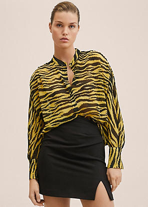 Green Zebra Print Tie Front Blouse by Freemans