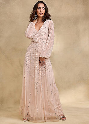 Catherine Embellished Maxi Dress with Recycled Polyester Pink, Evening  Dresses
