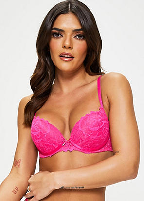 Ann Summers Worshipped padded plunge bra in purple and pink