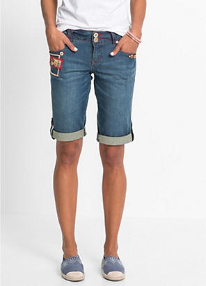 Two Button Denim Shorts with Sustainable Cotton by Monsoon Look