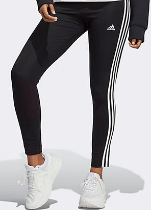 Essentials 3 stripes cropped leggings with high waist, black, Adidas  Performance