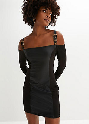 bonprix Faux Leather Wrap Dress, Freemans