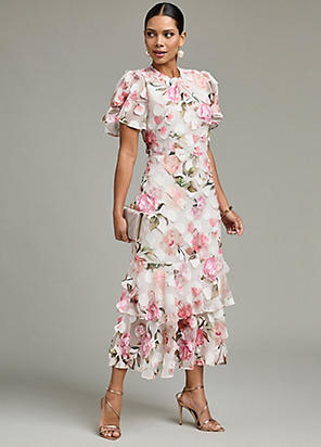 【Phase Eight】Lola Floral Tiered Midi Dress 花柄 ネイビー Lola Floral Tiered Midi Dress | Phase Eight ROW |