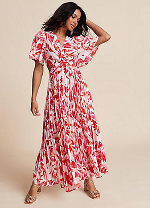 Floral Print Pleated Maxi Dress by Freemans Look Again