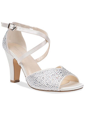 Kesha Silver Shimmer Block Heel Ankle Strap Sandals by Paradox London Look Again