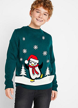 Red Kids Family Christmas Jumper by Kaleidoscope Look Again