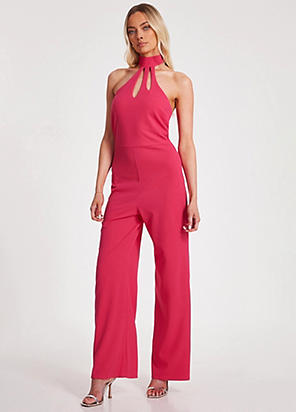 anuke 新作　Wide Bare Combinaison Khaki Snake Print Jumpsuit With Knot Front – AX Paris