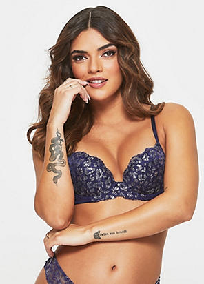 Ann Summers Worshipped Padded Plunge Bra in Blue
